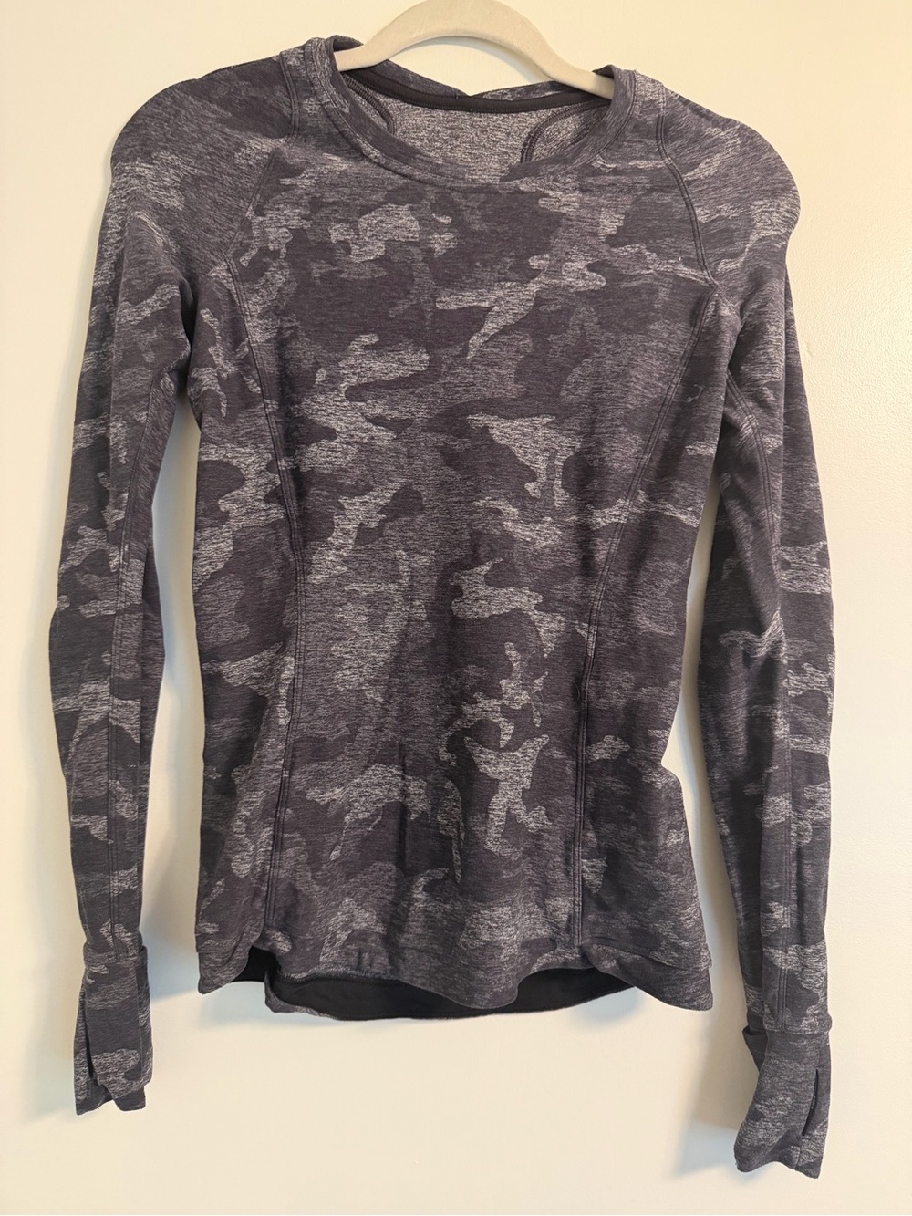 lululemon athletica Gray Camo Long-Sleeve Crew Top